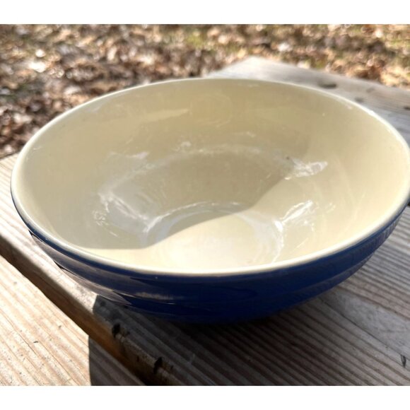 Vintage 9" Blue & White Ceramic Bowl Farmhouse Rustic Cottage Farmhouse Decor - Picture 4 of 10